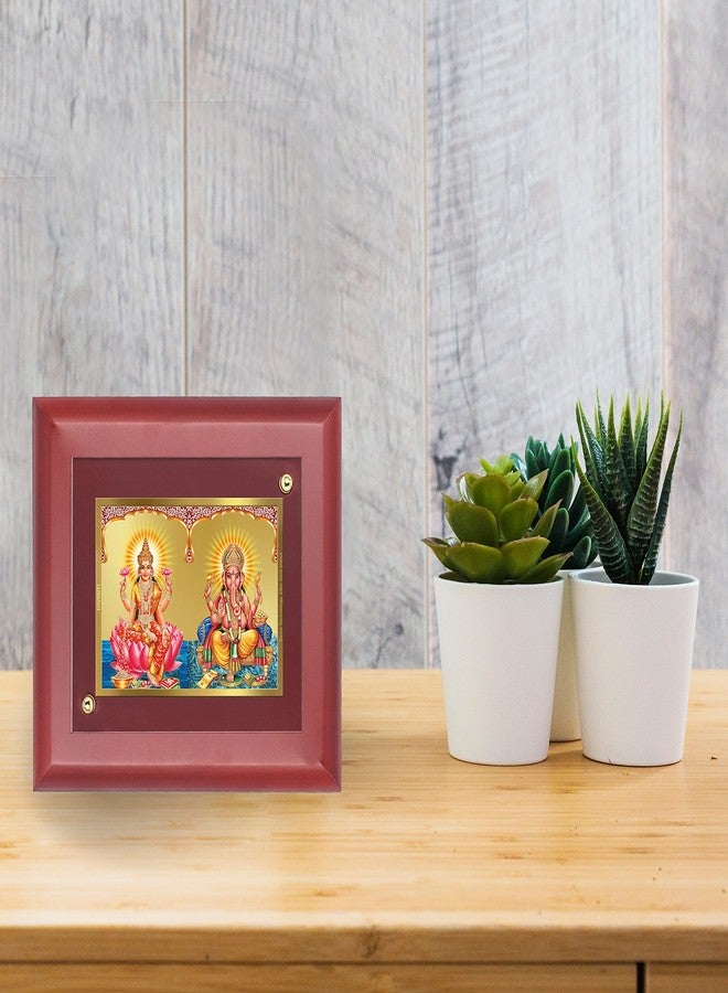 DIVINITI 24K Gold Plated Foil Lakshmi&Ganesha Rectangular Wall Photo Frame,Table Decor|Mdf 2 Wooden Wall Photo Frame And|Religious Photo Frame Idol For Pooja,Gifts Items(20.0Cmx16.0Cm) - Image 1